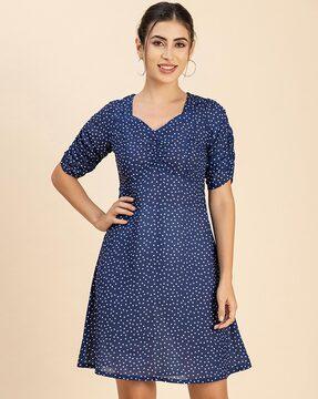 polka-dot print a-line dress