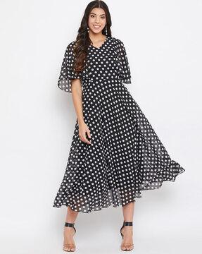 polka-dot print a-line maxi dress