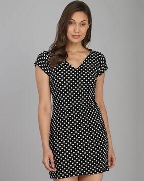 polka-dot print bodycon dress