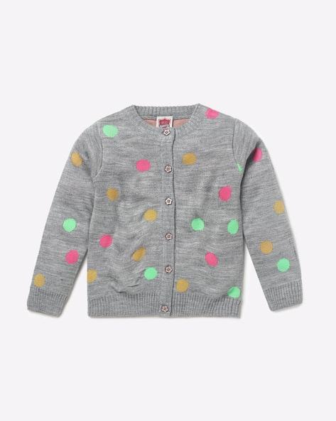 polka-dot print button-down cardigan