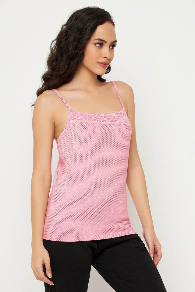 polka dot print camisole in soft pink - cotton