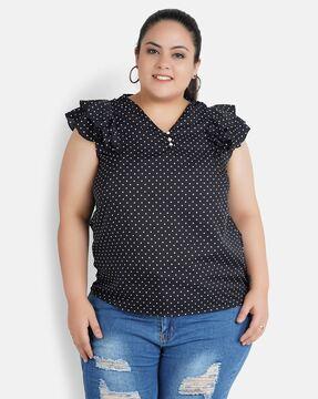 polka-dot print cap top