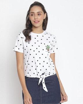 polka-dot print crew-neck t-shirt