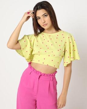 polka-dot print crop top