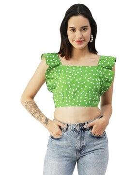 polka-dot print crop top