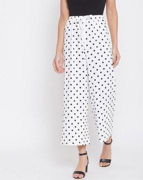 polka-dot print culottes with elasticated drawstring waist
