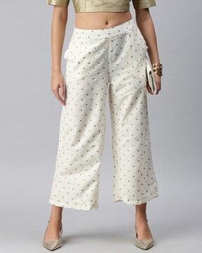 polka-dot print culottes with insert pockets