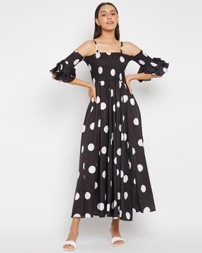 polka-dot print empire dress