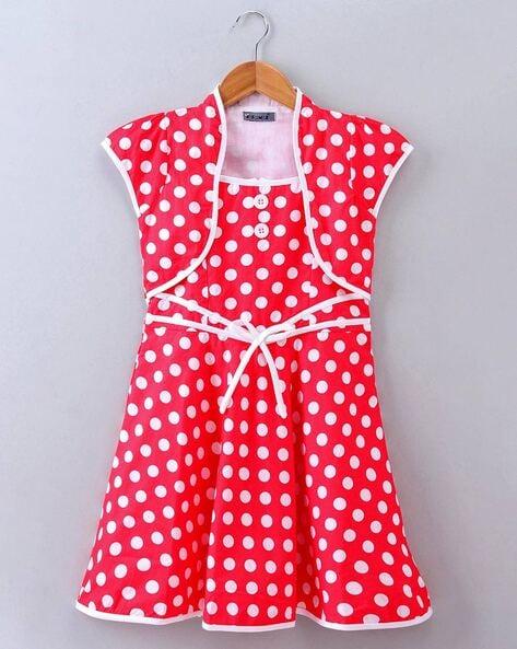 polka-dot print fit & flare dress with jacket