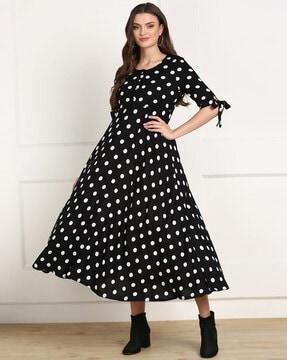 polka-dot print fit & flare dress