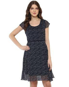 polka-dot print fit & flare dress
