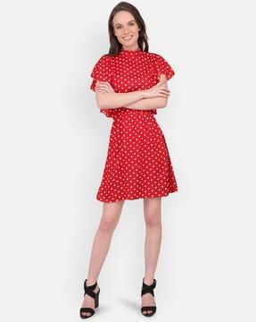 polka-dot print fit & flare dress