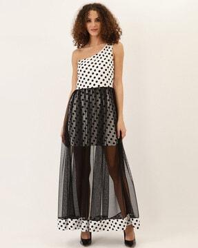 polka-dot print fit & flare dress