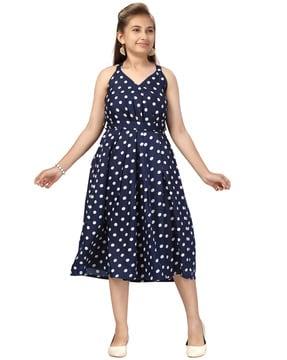 polka-dot print fit & flare dress