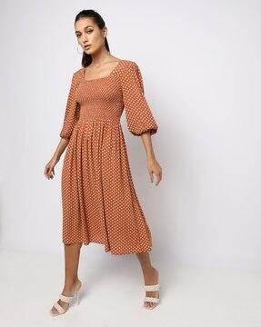 polka dot print fit & flare dress