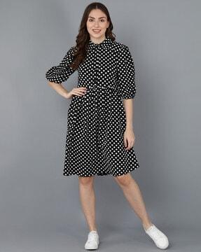 polka-dot print fit & flare dress