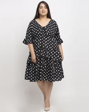 polka-dot print fit & flare dress