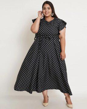 polka-dot print fit & flare dress