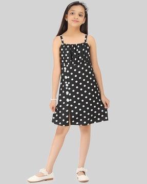 polka-dot print fit & flare dress