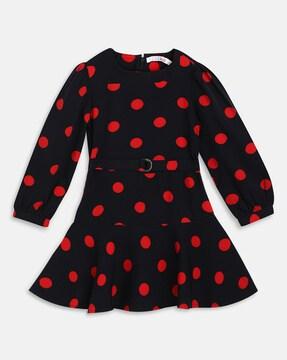 polka-dot print fit & flare dress