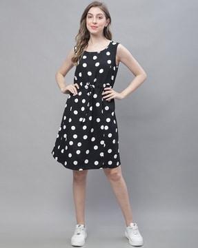 polka-dot print fit & flare dress