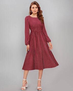 polka-dot print fit & flare dress