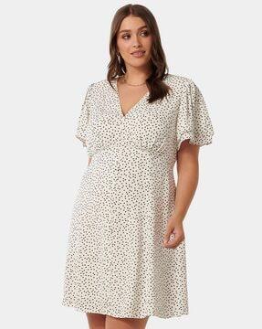 polka-dot print fit & flare dress