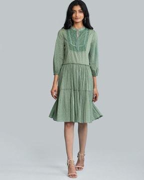polka-dot print flared dress