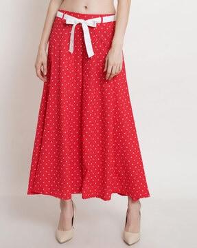 polka-dot print flared palazzos