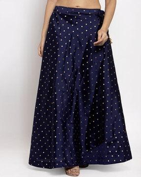 polka-dot print flared skirt with tassels