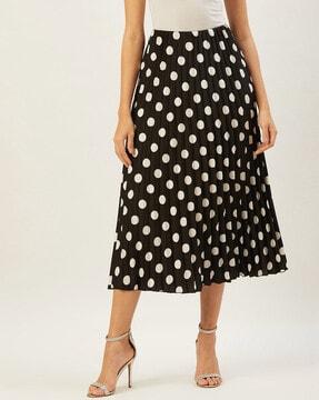 polka-dot print flared skirt