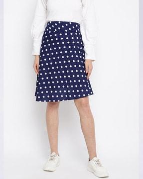 polka-dot print flared skirt