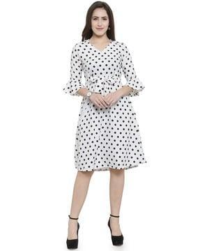 polka dot print flared tunic