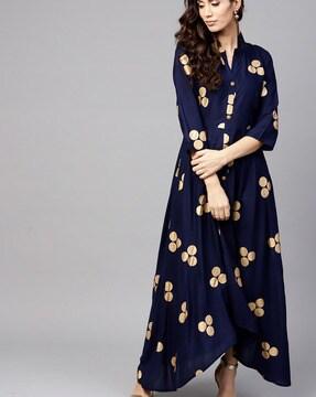 polka-dot print gown dress