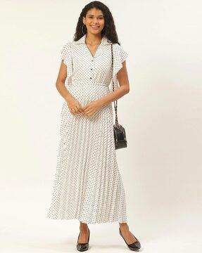 polka-dot print gown dress