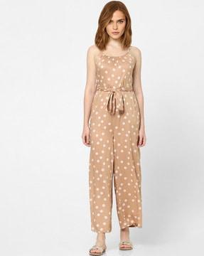 polka-dot print jumpsuit with belt