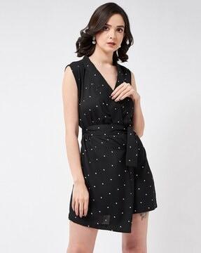 polka-dot print jumpsuit with belt