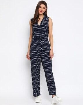 polka-dot print jumpsuit with belt