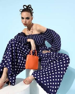 polka-dot print jumpsuit with insert pocket