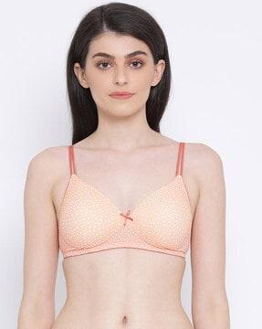 polka-dot print lightly-padded bra