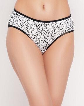 polka-dot print mid-rise bikinis