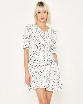 polka-dot print mini skater dress