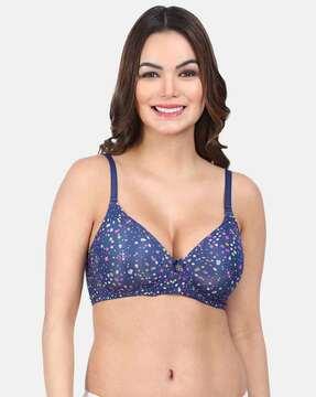 polka-dot print non-wired t-shirt bra