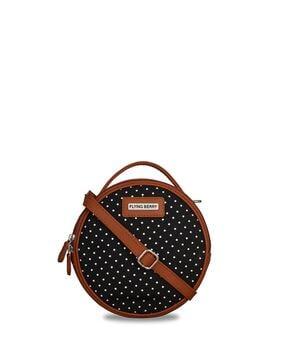 polka-dot print oval sling bag