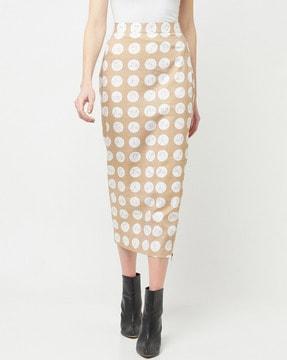 polka-dot print pencil skirt