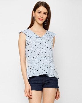 polka-dot print peplum top