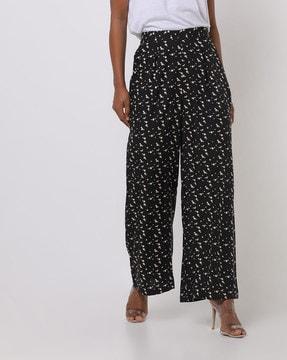 polka-dot print pleated palazzos