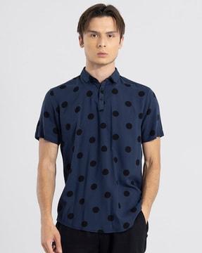 polka-dot print polo t-shirt