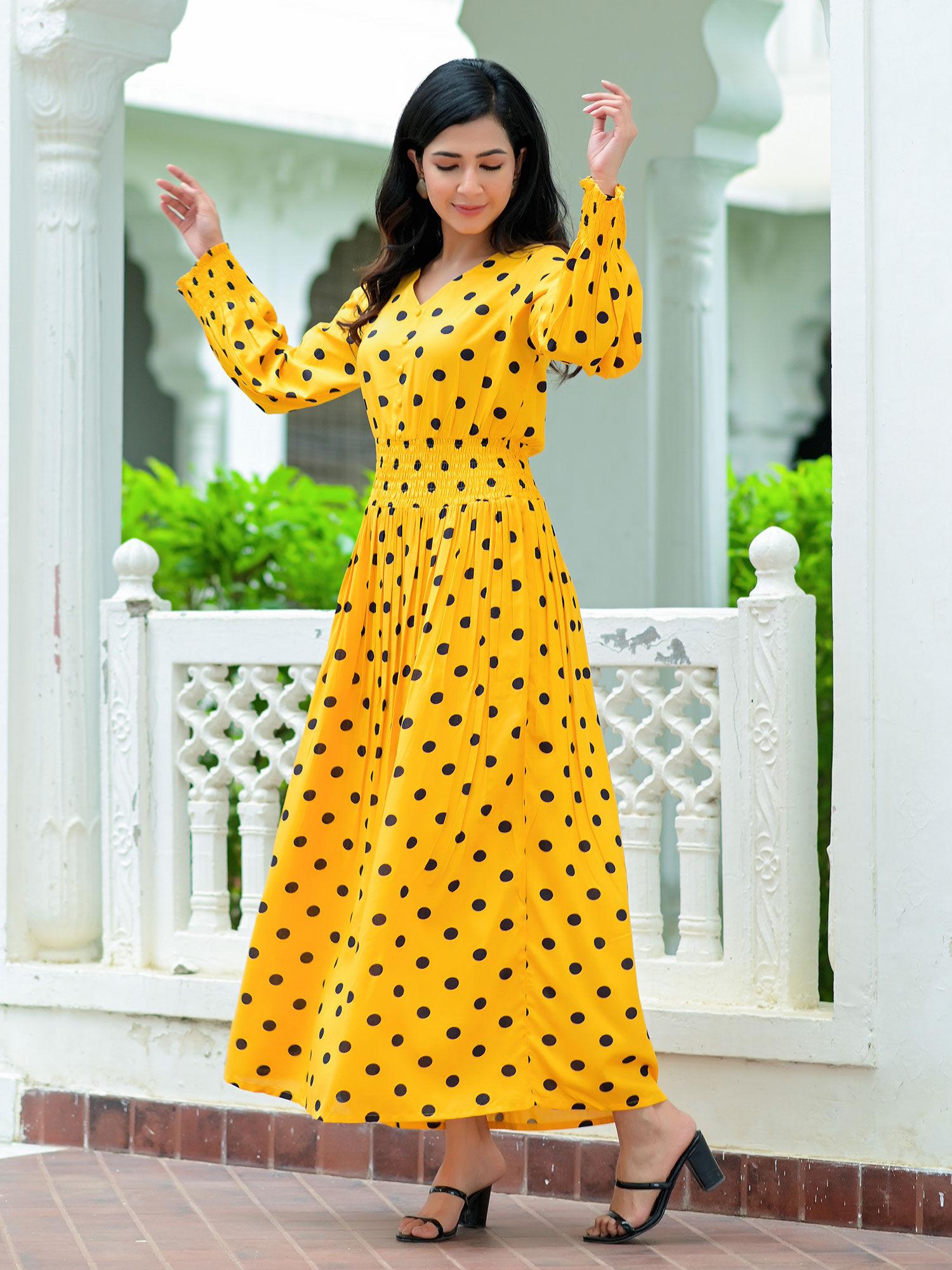 polka dot print rayon dress