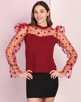 polka-dot print regular top